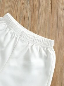 Toddler Girls Lapel Collar Button Front Shirt & Shorts - White - View 7