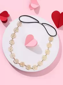 鏤空花朵裝飾髮帶 - 金色 - 查看 1