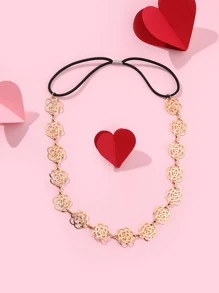 鏤空花朵裝飾髮帶 - 金色 - 查看 2