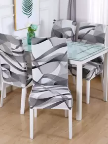 1pc Graphic Print Stretchy Chair Slipcover - Multicolor - View 1