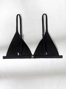 SHEIN Swim 微三角杯比基尼上衣 - 黑色 - 查看 2