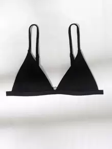 SHEIN Swim 微三角杯比基尼上衣 - 黑色 - 查看 3