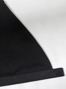 SHEIN Swim 微三角杯比基尼上衣 - 黑色 - 查看 4