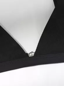 SHEIN Swim 微三角杯比基尼上衣 - 黑色 - 查看 5