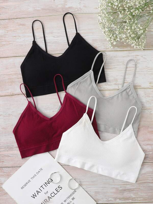 Women's Casual High Stretch Plain Backless Bralette Set In Multicolor Fabric