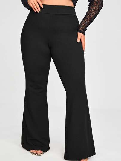 SHEIN SXY مقاس كبير بنطلون بساق واسع خصر عالي
