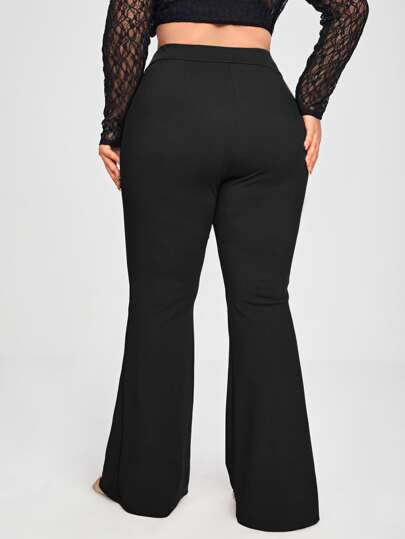 SHEIN SXY مقاس كبير بنطلون بساق واسع خصر عالي