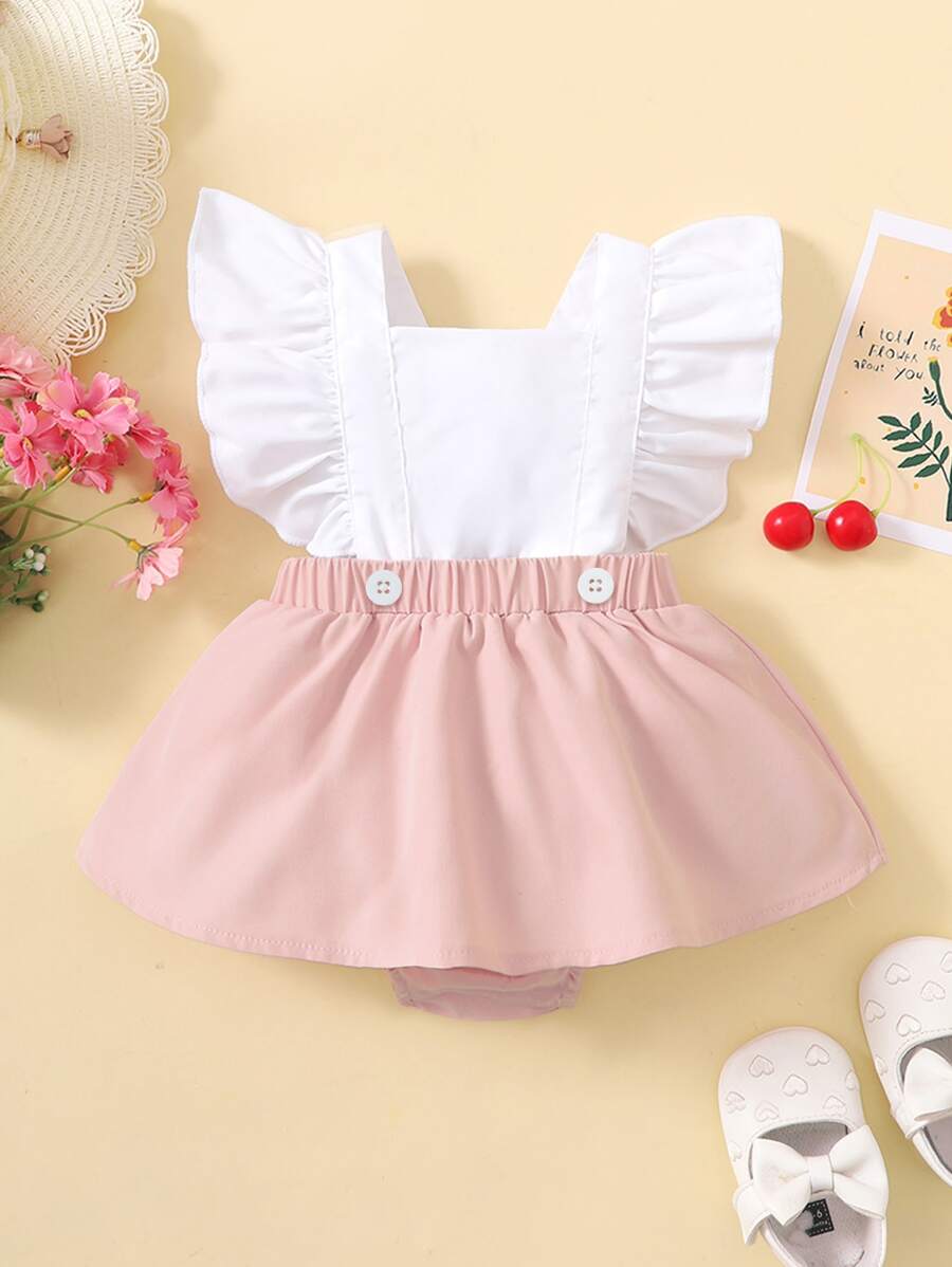 Bebé Vestido body de combinación ribete con fruncido 2 en 1 - Multicolor - Ver 1