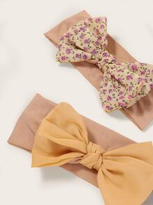 3pcs Baby Floral Print Bow Decor Headband - Multicolor - View 2