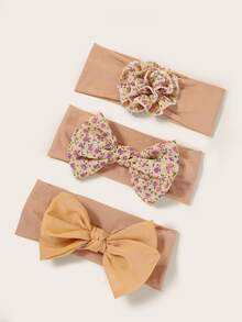 3pcs Baby Floral Print Bow Decor Headband - Multicolor - View 3