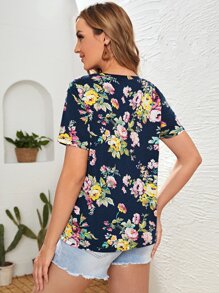 SHEIN Maternity Floral Crew Neck Tee - Multicolor - View 2