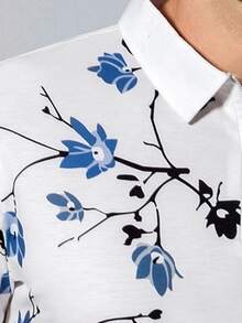 Manfinity Men Random Floral Print Polo Shirt - White - View 3