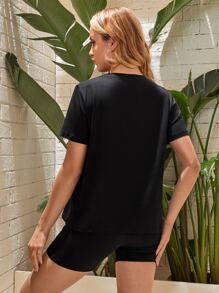 SHEIN Maternity Letter Graphic Tee & Biker Shorts Set