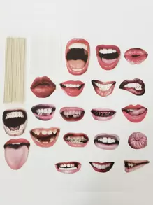 20Pcs Party Photo Booth Props,Fun Lips Mouth Photo Booth Props Handheld Party Selfie Photo Props For Kids Women, Birthday Weddings Graduation Party Supplies Photo Props,Christmas - Multicolor - View 10
