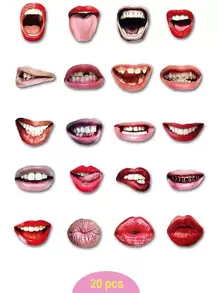 20Pcs Party Photo Booth Props,Fun Lips Mouth Photo Booth Props Handheld Party Selfie Photo Props For Kids Women, Birthday Weddings Graduation Party Supplies Photo Props,Christmas - Multicolor - View 8