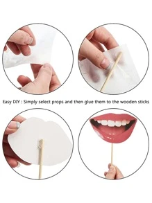 20Pcs Party Photo Booth Props,Fun Lips Mouth Photo Booth Props Handheld Party Selfie Photo Props For Kids Women, Birthday Weddings Graduation Party Supplies Photo Props,Christmas - Multicolor - View 9