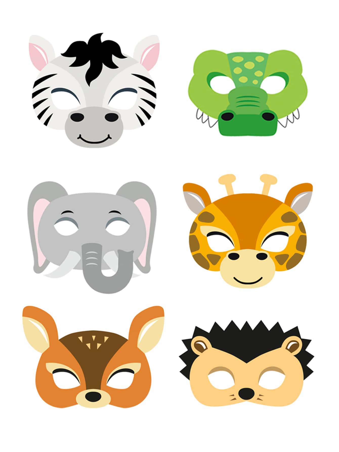 12pcs Party Animal Paper Face Cover - Multicolor - View 1