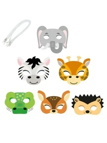 12pcs Party Animal Paper Face Cover - Multicolor - View 2