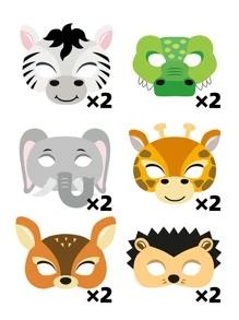 12pcs Party Animal Paper Face Cover - Multicolor - View 3