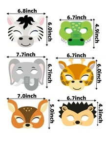 12pcs Party Animal Paper Face Cover - Multicolor - View 4