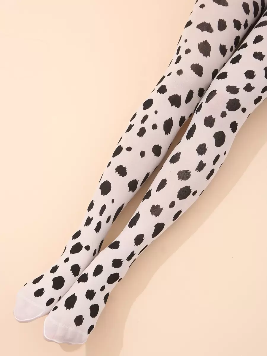 Dalmatian Print Tights - Multicolor - View 1