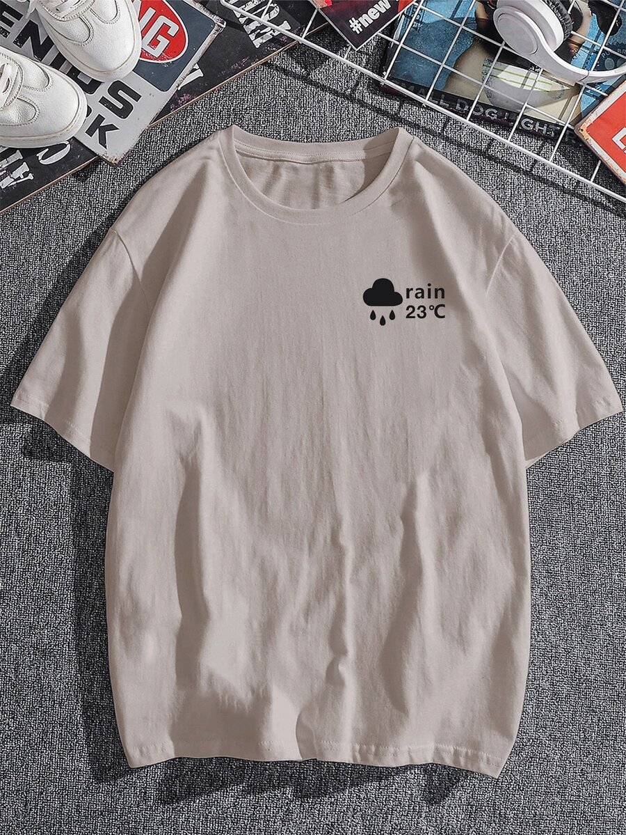 Manfinity Tops Nam Đồ họa Lá thư Giải trí - Màu be - Xem 1