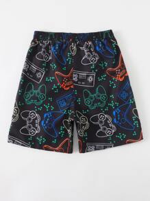 少年男孩夏季沙灘動漫圖形游泳短褲