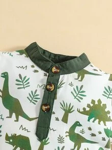 嬰兒植物和恐龍印花POLO衫和短褲