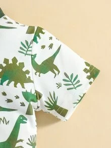 嬰兒植物和恐龍印花POLO衫和短褲