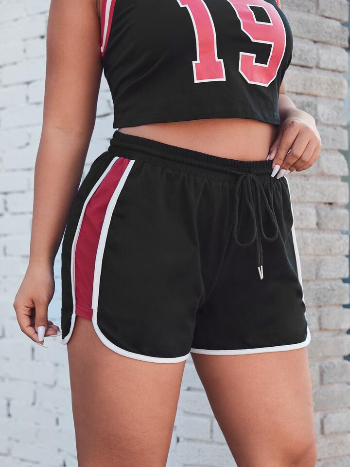 Es Esto Lo Nuevo de Shorts deportivos de color combinado unido en