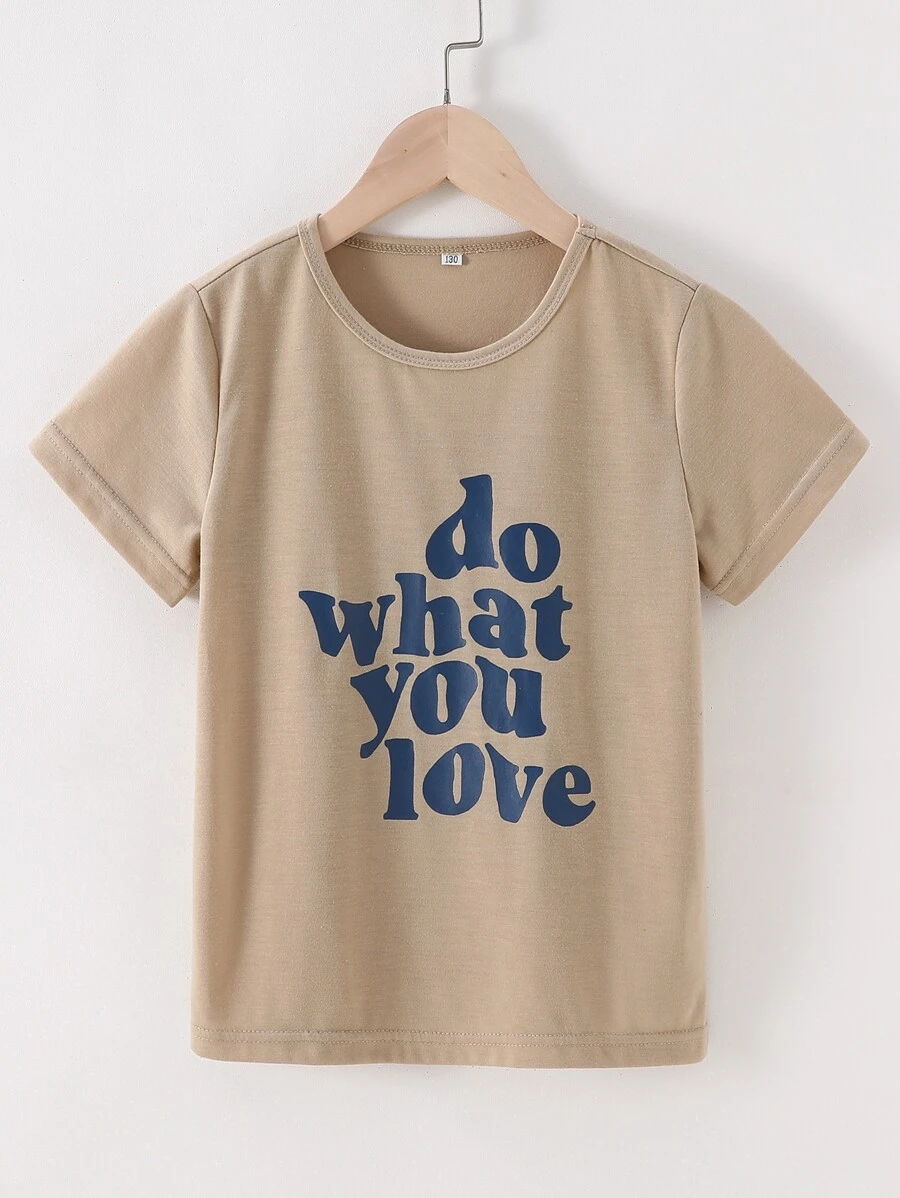 Girls Slogan Graphic Tee - Khaki - View 1