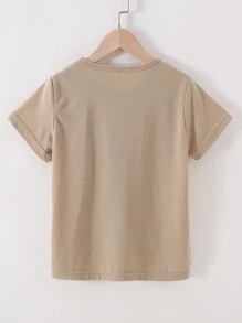 Girls Slogan Graphic Tee - Khaki - View 2