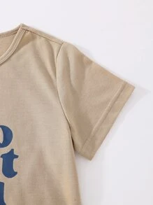Girls Slogan Graphic Tee - Khaki - View 3