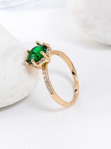 方晶鋯石裝飾戒指適合女士適合派對宴會婚禮 - 綠色 - 查看 3