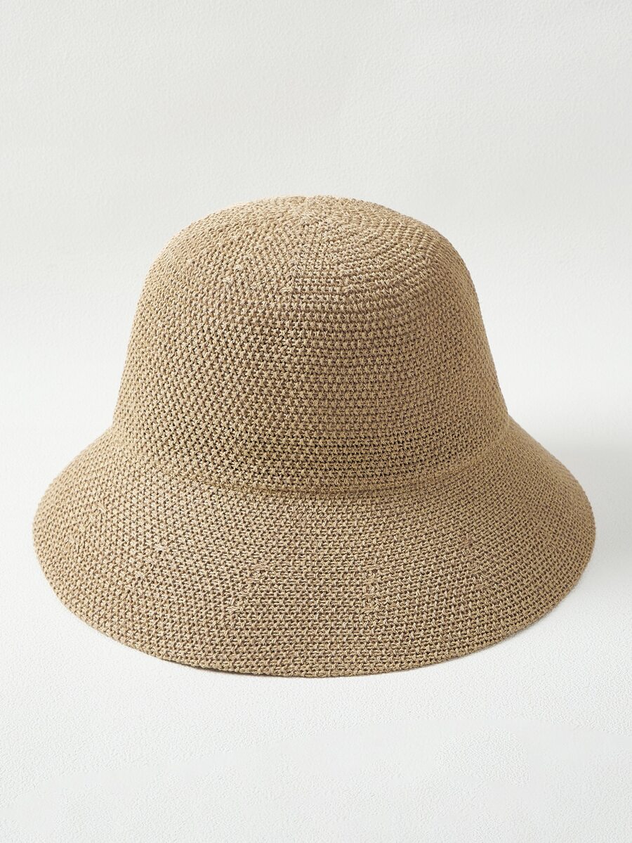 MOTF PREMIUM 素色亚麻勾織漁夫帽 - 卡其色 - 查看 1