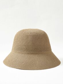 MOTF PREMIUM 素色亚麻勾織漁夫帽 - 卡其色 - 查看 5