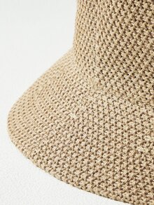 MOTF PREMIUM 素色亚麻勾織漁夫帽 - 卡其色 - 查看 6