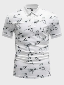 Manfinity Men Floral Print Polo Shirt - White - View 1