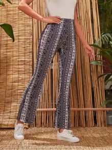 EMERY ROSE 佩斯利印花高腰喇叭裤 - 彩色 - 查看 5