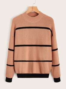 ROMWE Striped Drop Shoulder Sweater