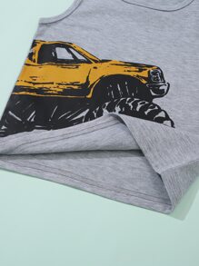 SHEIN Toddler Boys Car Print Tank Top - Grey - View 3