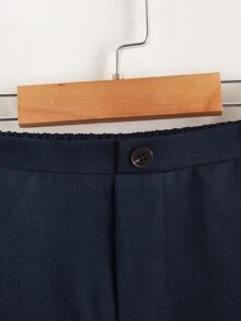 SHEIN Quần bé trai Nút Túi màu trơn Giải trí - Màu xanh hải quân - Xem 3