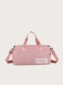 Large Capacity Letter Graphic Training Bag Travel Bag - Pink - View 2