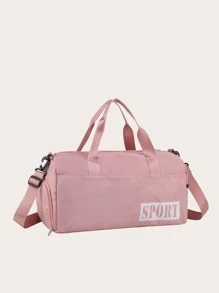 Large Capacity Letter Graphic Training Bag Travel Bag - Pink - View 3