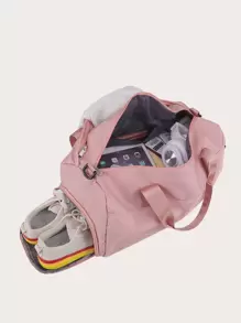 Large Capacity Letter Graphic Training Bag Travel Bag - Pink - View 6