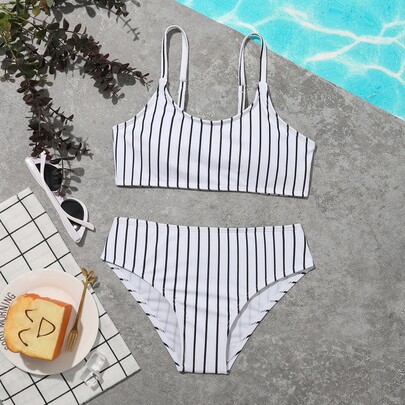 Girls Striped Bikini Swimsuit