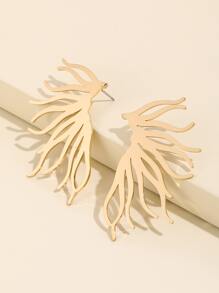 适合女性日常佩戴的不对称耳钉 - 金黃色 - 查看 2