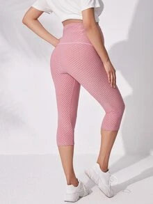 SHEIN Quần Leggings Bà bầu màu trơn Thể thao - Màu Hồng baby - Xem 2
