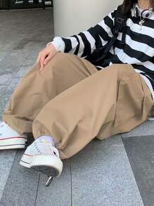 Claim Dot Lỏng lẻo phù hợp Nam Quần Cargo Với Flap túi - Màu Khaki - Xem 4