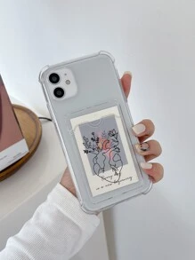 半透明TPU心形图案印花手机壳，四角防摔带卡槽，兼容、三星、红米、Pixel手机，国际版，非国内版 - 彩色 - 查看 2